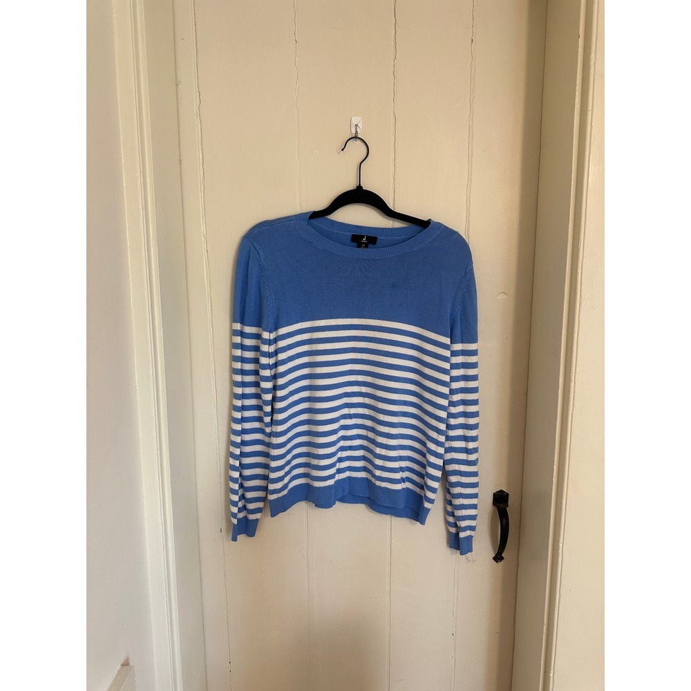 Jason Wu Blue White Striped Crewneck Knit Sweater Long Sleeve Womens Size Medium